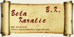 Bela Karalić vizit kartica